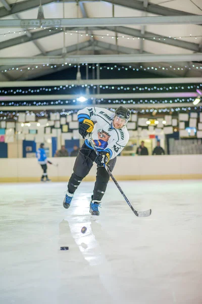 Domzale Słowenia Luty 2019 Profesjonalny Hokeista Podczas Dryblingu Skateparku Hokeja — Zdjęcie stockowe