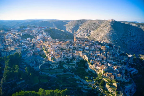 Високий Повітряний Вид Зачаровує Маленьке Село Бокайрент Vall Albaida Valencian — стокове фото