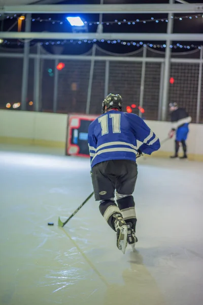 Domzale Slovenia Февраля 2019 Года Профессиональный Хоккеист Время Дриблинга Скейт — стоковое фото