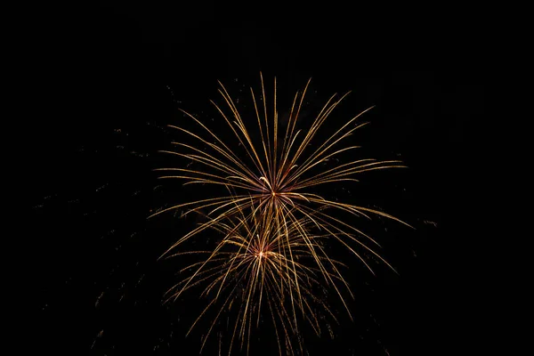 Una Vista Panoramica Fuochi Artificio Colorati Durante Notte — Foto Stock