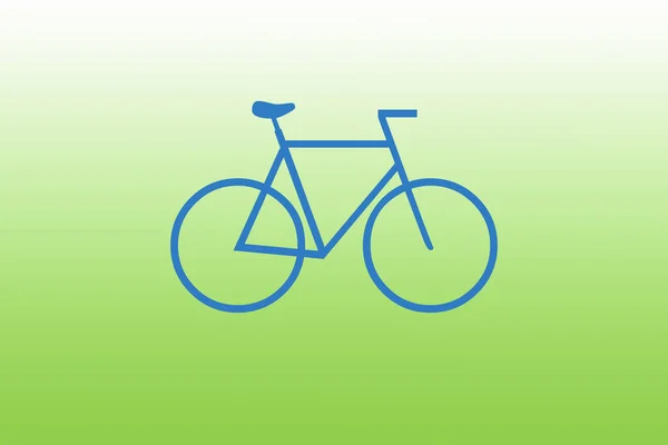 绿色背景的蓝色自行车矢量图标 — 图库照片