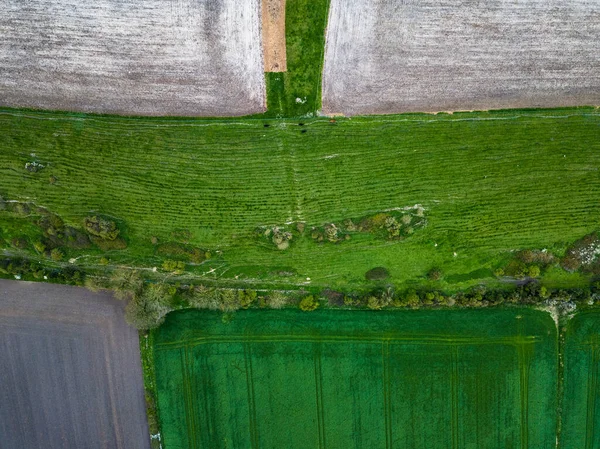 Letecký Snímek Polí Zemědělské Půdy Poblíž Upwey Weymouth Dorset — Stock fotografie