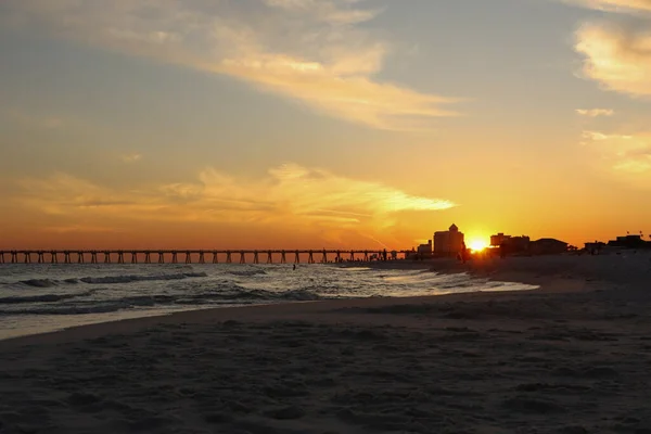 Beautiful View Sun Setting Horizon Line Peaceful Sea — Stock Photo, Image
