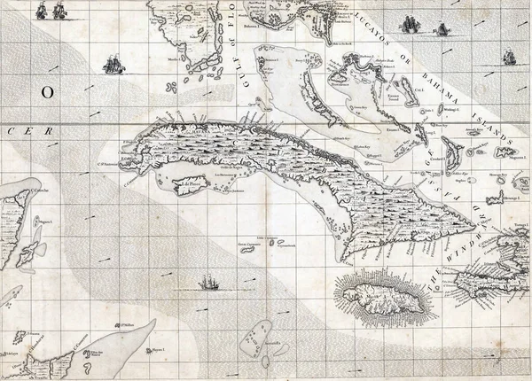 Illustration Ancient Vintage Map Islands 19Th Century — Stock Photo, Image