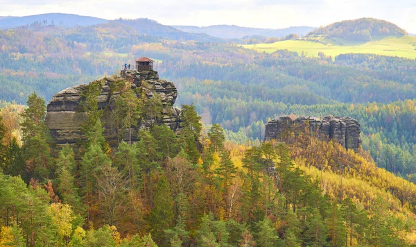 Vista Otoñal Mariina Vyhlidka Parque Natural Suiza Bohemia — Foto de Stock