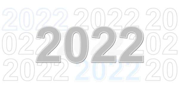 2022年的数字是在白色背景下反复书写的 除夕之夜是最小的 — 图库照片