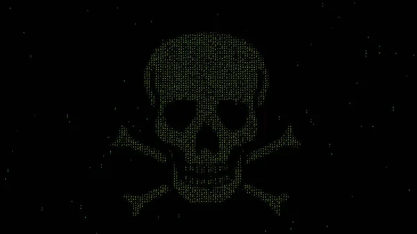 Sci Futuristic Skull Matrix Coding Colors Dark Background — Stock Photo, Image