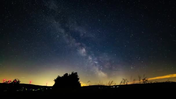 Hermoso Cielo Nocturno Con Estrellas Vía Láctea — Vídeos de Stock
