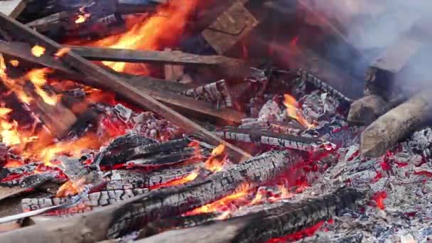 Égő Tűz Kandallóban — Stock videók