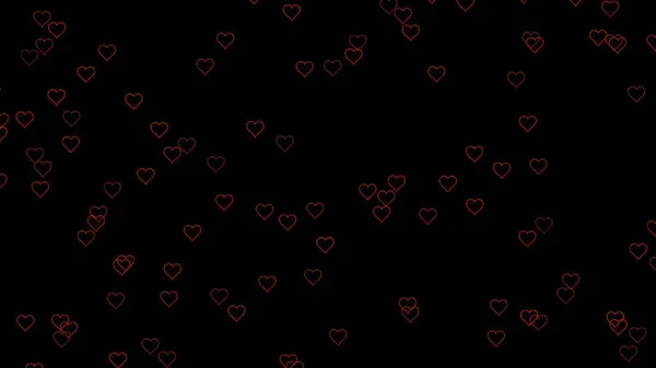 Ілюстрація Червоних Маленьких Сердець Чорному Тлі — стокове фото