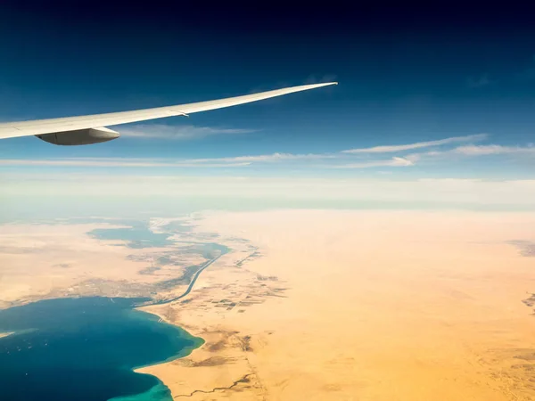 Piękny Widok Kanał Sueski Samolotu Idealny Tapety — Zdjęcie stockowe