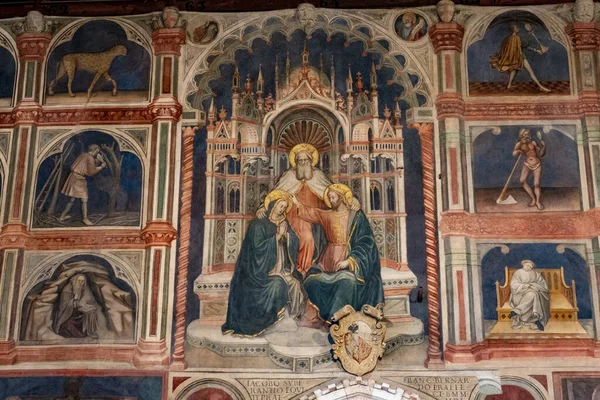 Primer Plano Coloridos Frescos Pared Palazzo Della Ragione Padua Italia — Foto de Stock