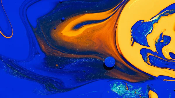 Uno Sfondo Astratto Colori Olio Misti Blu Giallo Arancione — Foto Stock