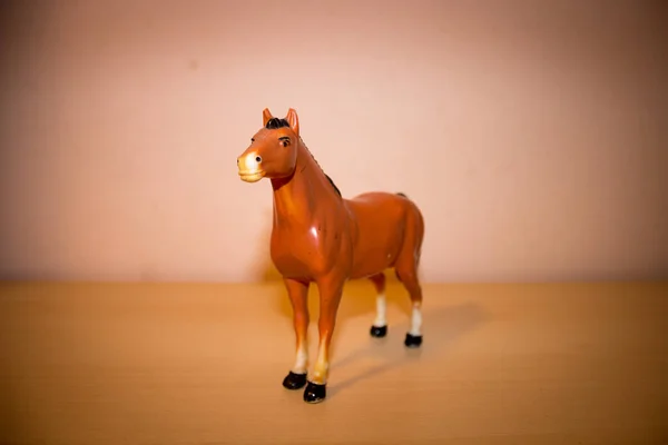 Closeup Shot Horse Toy Wooden Surface — Stock Photo, Image