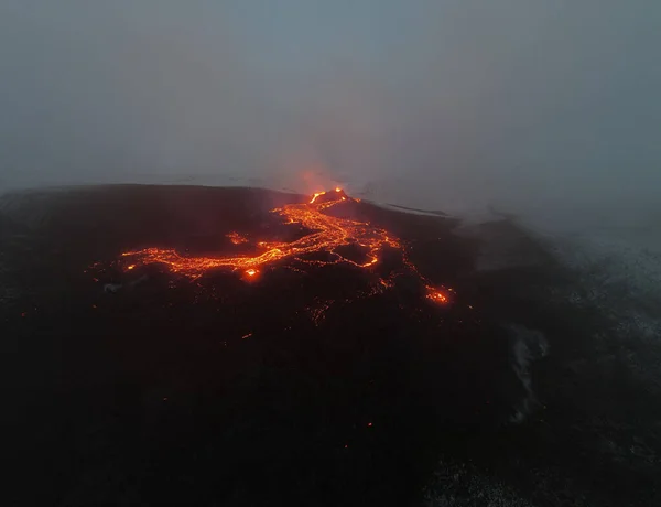 アイスランドのFagradalfajall火山の夜景 — ストック写真