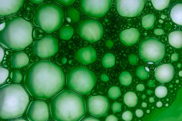 Een Macro Shot Van Zeepbellen Groene Kleur — Stockfoto