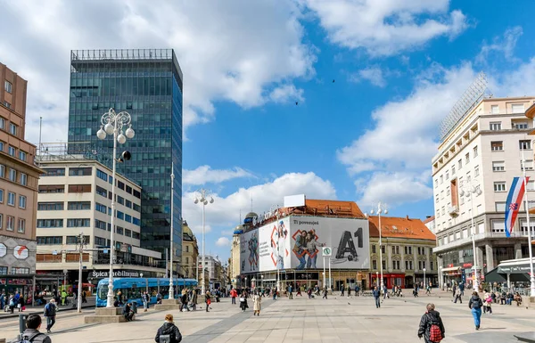 Zagreb Croatia Mar 2021 Zagreb Hırvatistan Şehir Merkezi Manzarası Güneşli — Stok fotoğraf