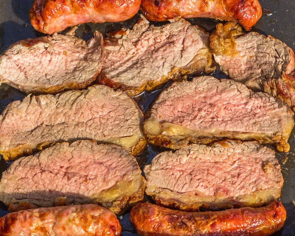 Primer Plano Barbacoa Embutidos Carne — Foto de Stock