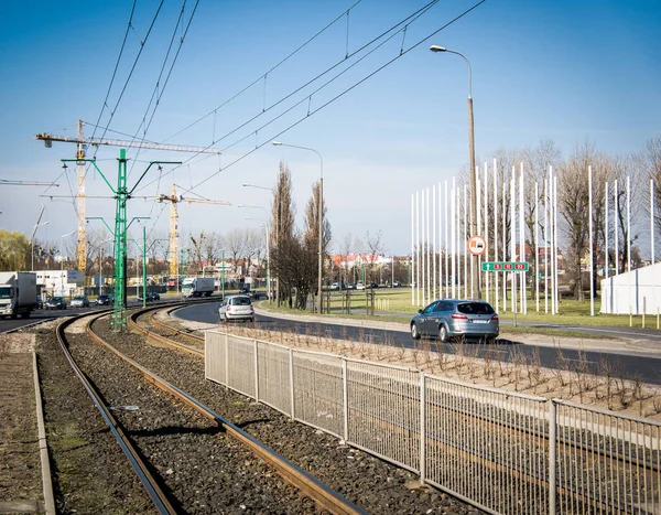 Poznan Poland Ekim 2016 Zamenhofa Caddesi Ndeki Tramvay Trafiği — Stok fotoğraf