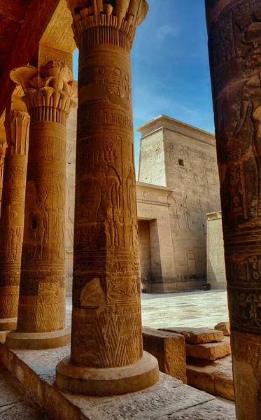 Colunas Templo Philae Aswan — Fotografia de Stock