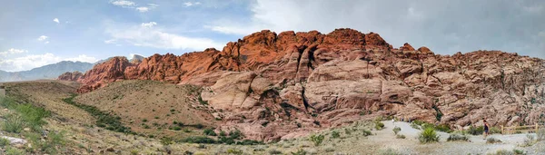 Uma Foto Panorâmica Red Rock Canyon National Conservation Area Nevada — Fotografia de Stock