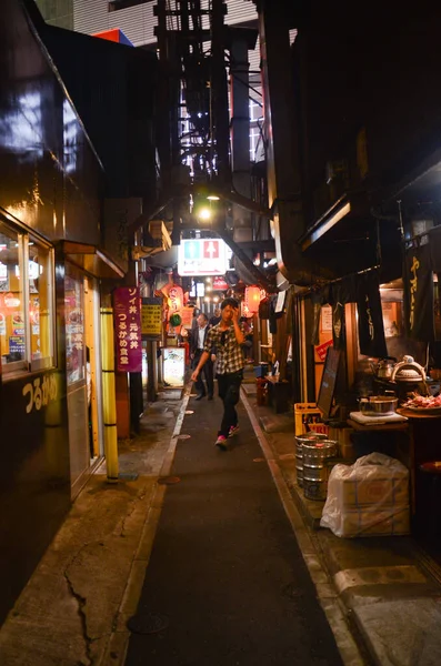 Tokio Japón Diciembre 2013 Caminata Nocturna Por Las Estrechas Calles —  Fotos de Stock