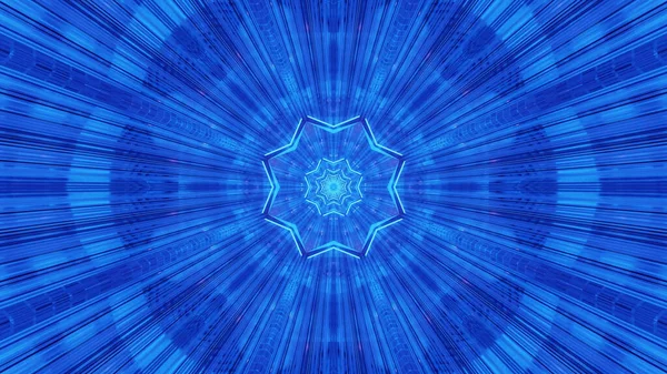 Rendu Particules Lumineuses Futuristes Forme Étoile Fractale Néon — Photo