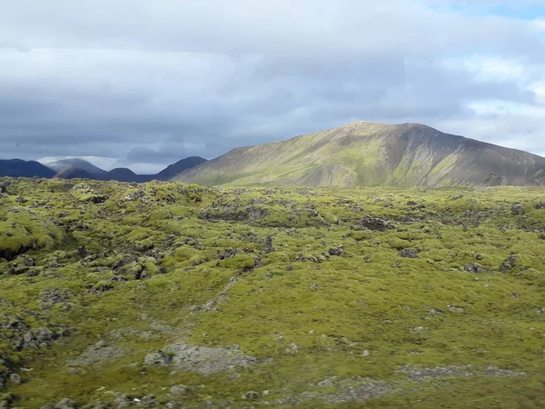Vacker Utsikt Över Ett Högt Grönt Berg Täckt Med Mossa — Stockfoto