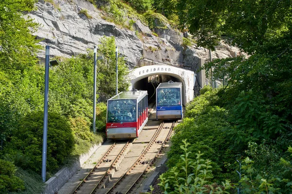 Bergen Norway Jul 2020 Floibanen Funicular Railway Norwegian City Bergen — Stock Photo, Image