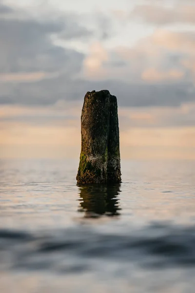 波罗的海沿岸的一个木制波纹破碎机的垂直镜头 — 图库照片