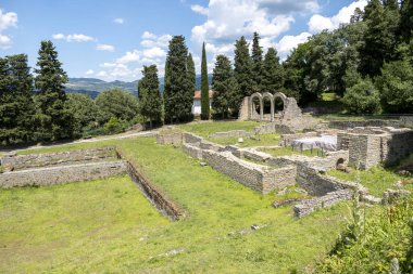 The Etruscan ruins and the Roman amphitheater in Fiesole, Florence, Tuscany, Italy clipart