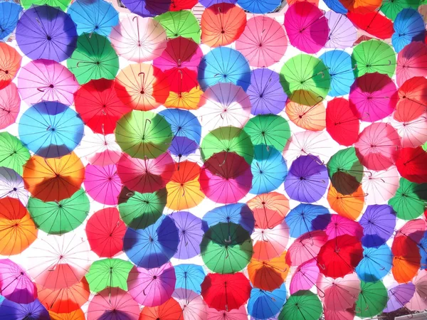 Bunter Regenschirmhimmel Auf Der Zentralen Straße Von Caracas Venezuela — Stockfoto