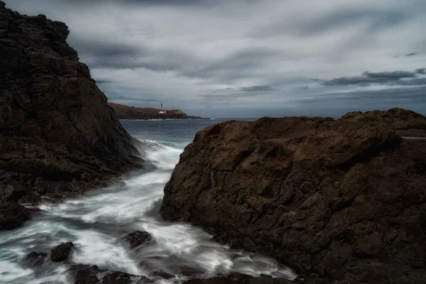 Una Hermosa Costa Rocosa Bajo Cielo Pintoresco Gran Canaria Islas — Foto de Stock