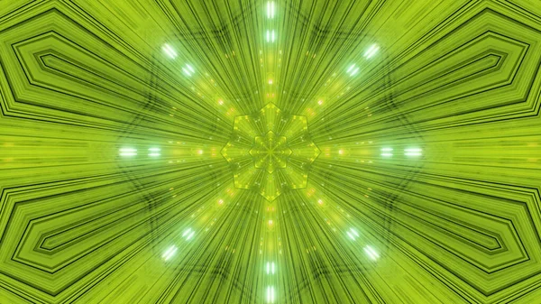 未来的な明るいネオングリーンのフラクタルの花の形の粒子の3Dレンダリング — ストック写真