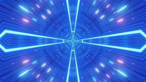 Rendu Particules Futuristes Forme Croix Fractale Bleu Néon Brillant — Photo