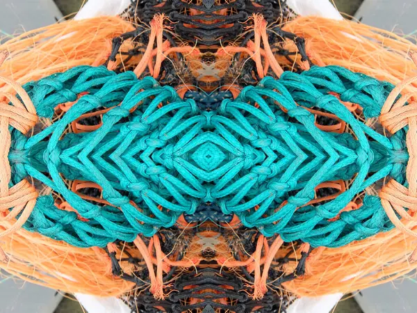 Een Abstract Symmetrisch Patroon Van Visnet Vislijnen — Stockfoto