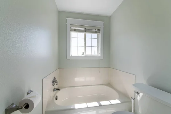 Interior Moderno Baño Con Una Pequeña Bañera Paredes Pagreen — Foto de Stock