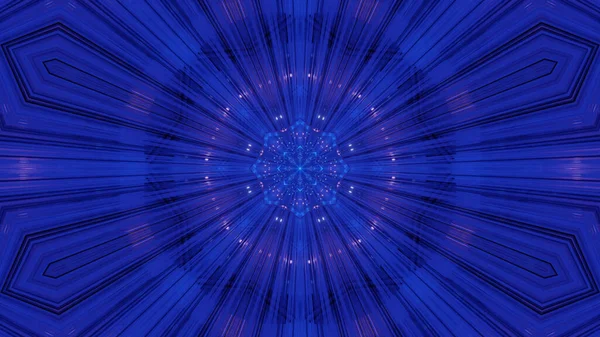 Μια Τρισδιάστατη Απόδοση Φουτουριστικών Φωτεινών Σωματιδίων Σχήμα Νέον Μπλε Φράκταλ — Φωτογραφία Αρχείου