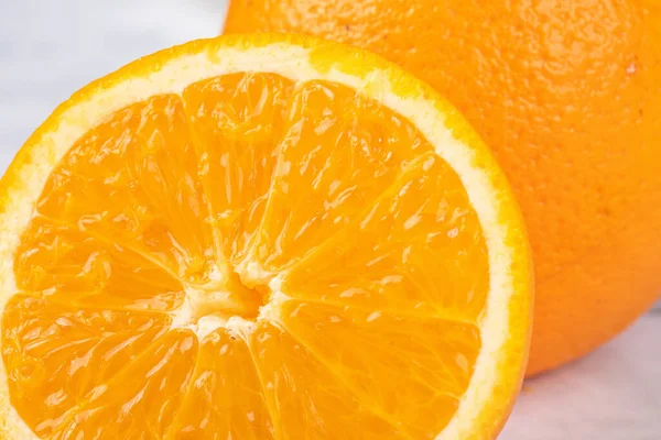 Primer Plano Naranja Recién Cortada Rodajas — Foto de Stock