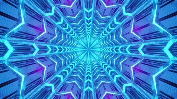 未来的な青と紫のフラクタル星形粒子の3Dレンダリング — ストック写真