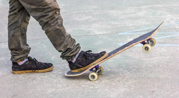 Nahaufnahme Eines Skateboarders Skatepark — Stockfoto