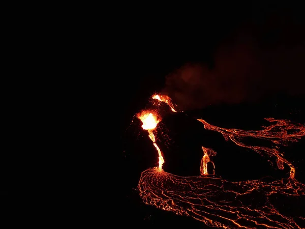 Une Vue Nuit Volcan Fagradalsfjall Islande — Photo