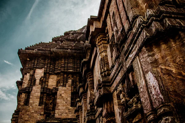 Része Konark Sun Temple Háttérben Drámai — Stock Fotó