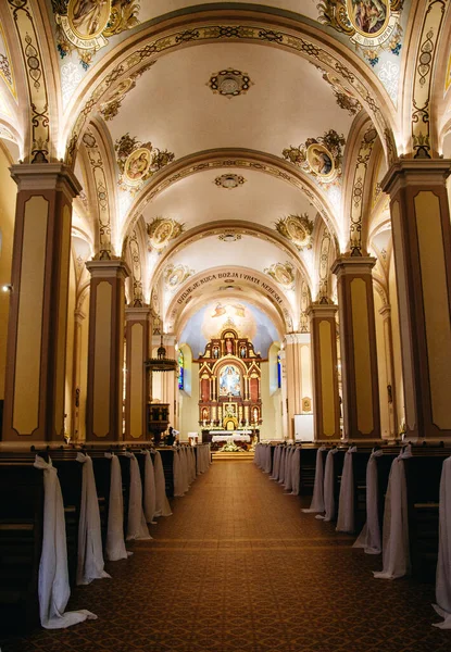 美しい豪華な教会のインテリアの垂直ショット — ストック写真