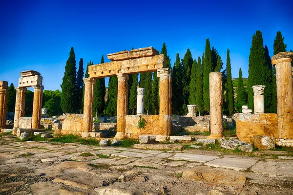 Die Antiken Ruinen Der Nekropole Hierapolis Der Türkei — Stockfoto