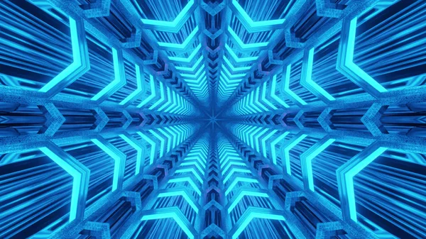 Rendering Futuristic Blue Fractal Star Shaped Particles — Stock Photo, Image