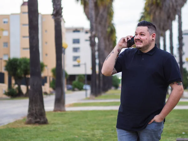 Disparo Hombre Caucásico España Por Teléfono Calle — Foto de Stock