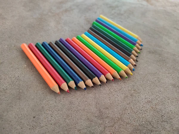 Set Colored Pencils Concrete Surface — Stock Photo, Image