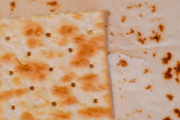 Tortilla Üzerine Yakın Plan Soda Krakeri Paso Teksas Geleneksel Bir — Stok fotoğraf