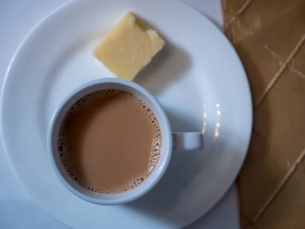 Blick Von Oben Auf Eine Tasse Kaffee — Stockfoto